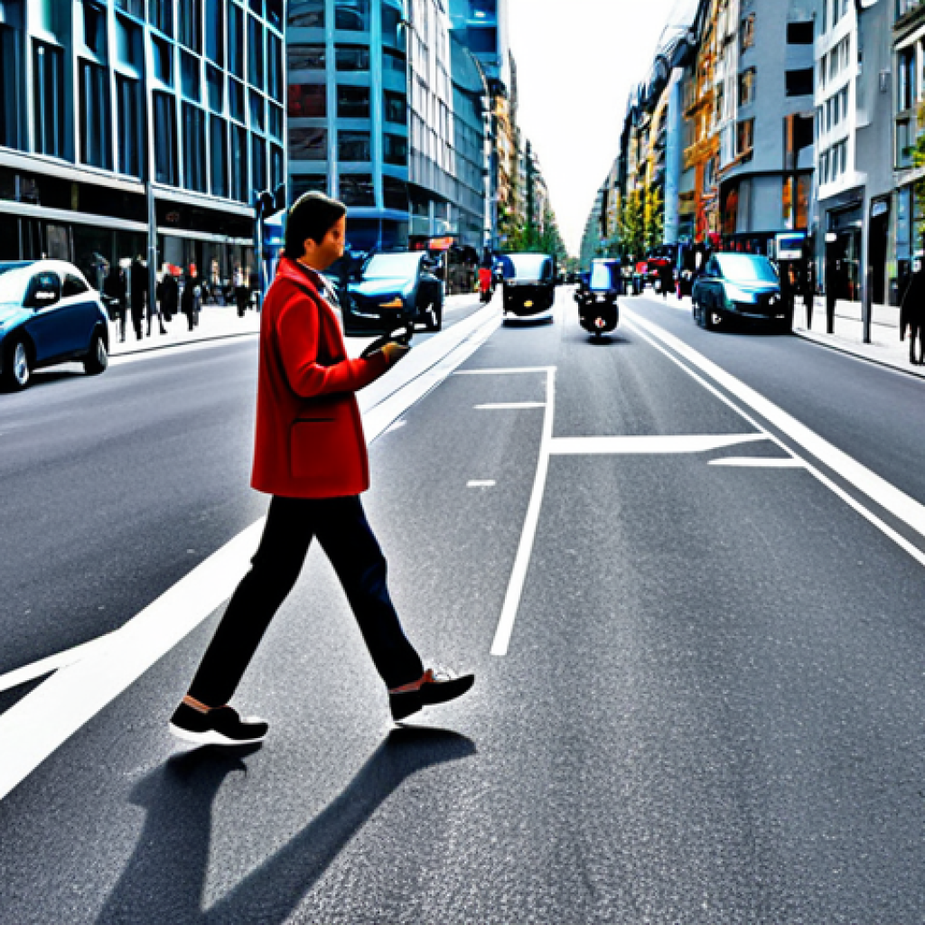 Data-Driven Mobility**
"A modern city street scene with various modes of transport (car, bike, scooter) seamlessly connected via a smartphone app interface, highlighting personalized route recommendations. Safe for work, appropriate content, fully clothed pedestrians, professional cityscape, perfect anatomy, correct proportions, user-friendly design, vibrant colors, modest attire."
**