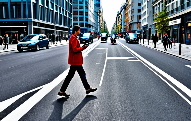 Data-Driven Mobility**
"A modern city street scene with various modes of transport (car, bike, scooter) seamlessly connected via a smartphone app interface, highlighting personalized route recommendations. Safe for work, appropriate content, fully clothed pedestrians, professional cityscape, perfect anatomy, correct proportions, user-friendly design, vibrant colors, modest attire."
**