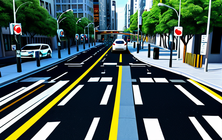 스마트 시티 교통 - **Prompt:** "A futuristic cityscape with smart traffic management, showcasing real-time data analysi...
