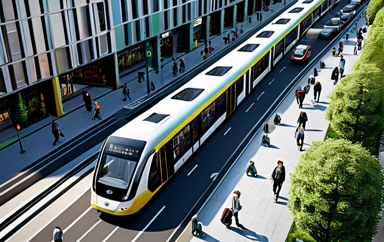 스마트 시티 교통 - **Prompt:** "A futuristic cityscape with smart traffic management, showcasing real-time data analysi... 스마트 시티 교통 - **Prompt:** "A futuristic cityscape with smart traffic management, showcasing real-time data analysi...