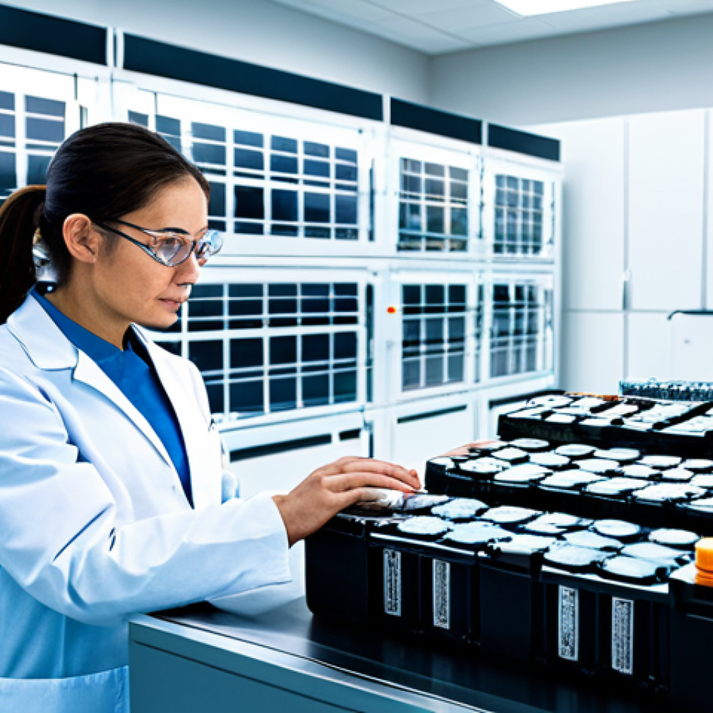 전기차 배터리 - Modern Electric Car Battery Lab**
"A brightly lit, modern laboratory focused on electric car batter...