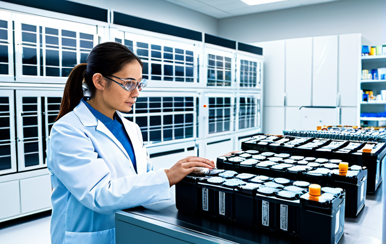 전기차 배터리 - Modern Electric Car Battery Lab**

"A brightly lit, modern laboratory focused on electric car batter...