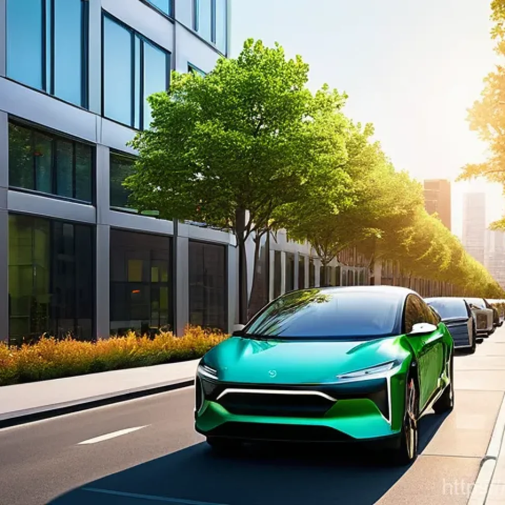 친환경 자율주행차 - **Prompt 1: A Modern City Embracing Green Mobility**
    "A bustling, futuristic city street at dusk...