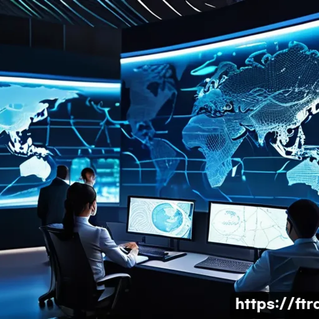 항공 운송 기술 - A highly professional and diverse team of logistics experts, wearing smart business attire, overseei...