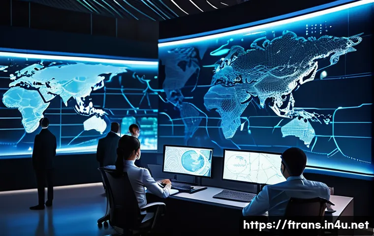 항공 운송 기술 - A highly professional and diverse team of logistics experts, wearing smart business attire, overseei...