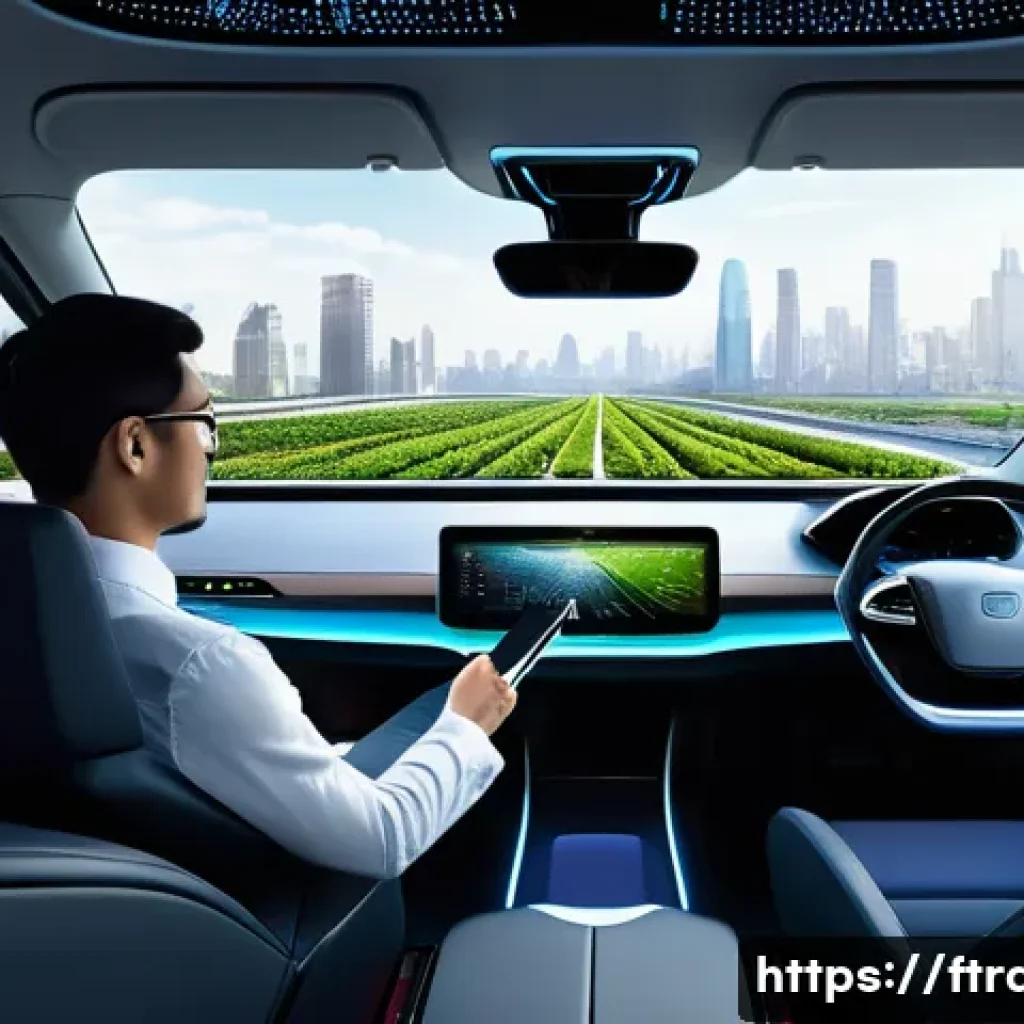 스마트 시티 교통 인프라 - **Prompt 1: Autonomous Commute in a Futuristic Smart City**
    A wide shot from the interior of a l...